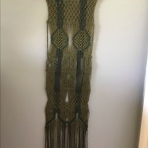 Vintage Macrame handmade olive and emerald green wall hanging from the 70’s.